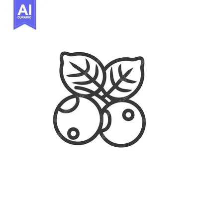 Aset desain premium: Line Art Illustration of Two Blueberries with Leaves