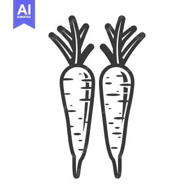 Aset desain premium: Line Art Illustration of Two Carrots
