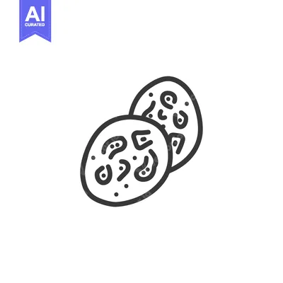 Aset desain premium: Line Art Illustration of Two Cookies with Chocolate Chips
