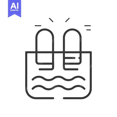 Premium design asset: Line art illustration of two diving boards above a pool