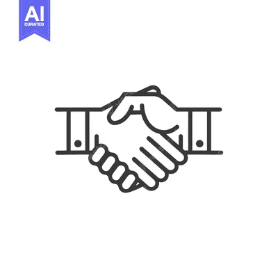 Aset desain premium: Line art illustration of two hands shaking