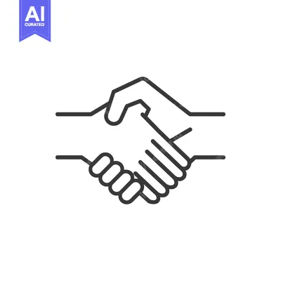 Aset premium populer: Line art illustration of two hands shaking in agreement