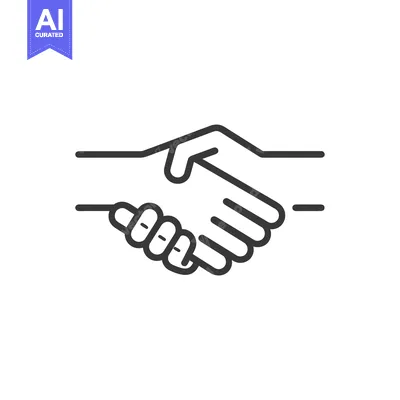 Line art illustration of two hands shaking, symbolizing agreement and