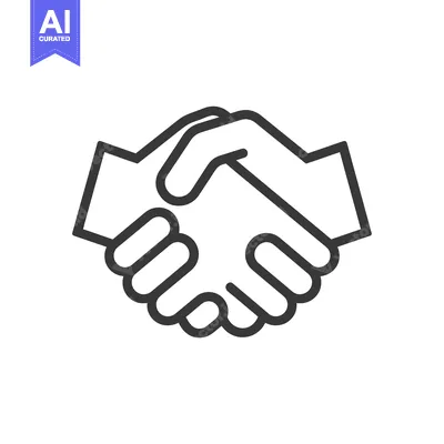 Aset desain premium: Line art illustration of two hands shaking, symbolizing agreement, par