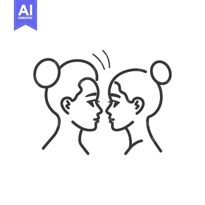 Aset premium populer: Line Art Illustration of Two People Facing Each Other