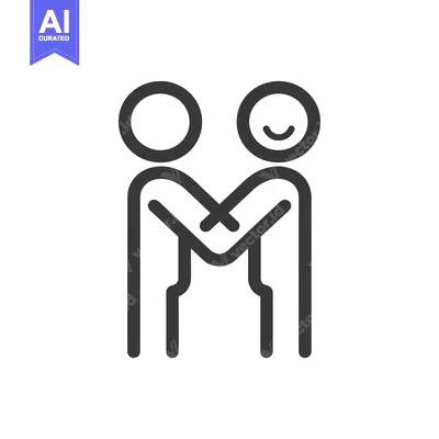 Aset premium populer: Line Art Illustration of Two People Hugging