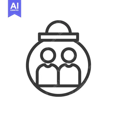 Popular premium asset: Line Art Illustration of Two People in a Round Frame with a Handle on