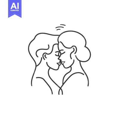 Popular premium asset: Line Art Illustration of Two People Kissing