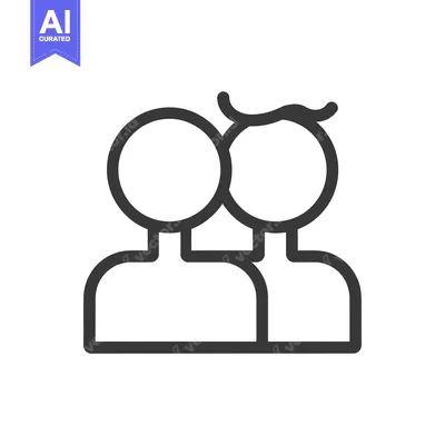 Premium design asset: Line art illustration of two people standing side by side