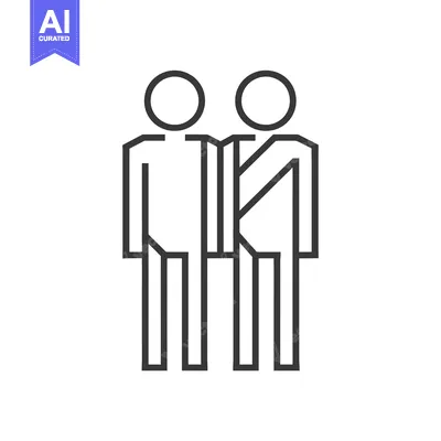 Aset premium populer: Line art illustration of two people standing together