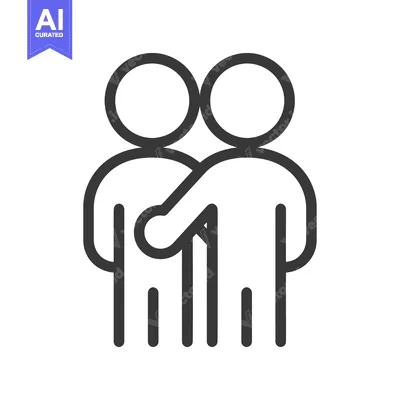 Popular premium asset: Line art illustration of two people standing with arms around each oth