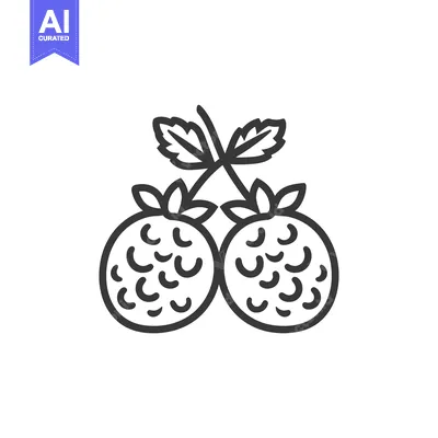 Premium design asset: Line Art Illustration of Two Strawberries with Leaves