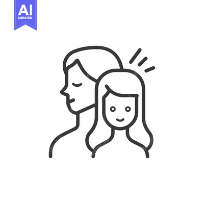 Aset premium populer: Line Art Illustration of Two Women Side by Side