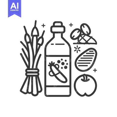 Popular premium asset: Line Art Illustration of Various Foods in a Bottle