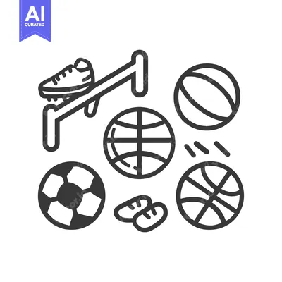 Aset premium populer: Line Art Illustration of Various Sports Equipment