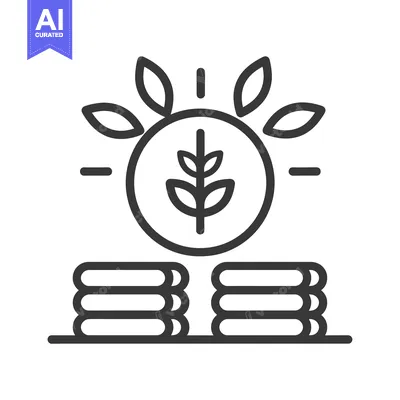 Premium design asset: Line Art Illustration of Wheat Stalks Surrounded by Leaves Above a Sta