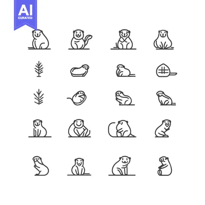 Aset premium populer: Line Art Illustrations of a Meerkat in Various Poses