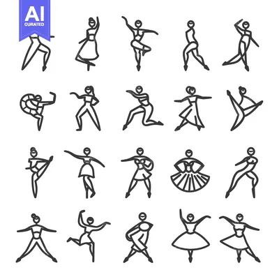 Aset premium populer: Line Art Illustrations of Ballet Dancers in Various Poses