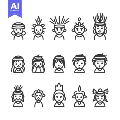 Aset premium populer: Line Art Illustrations of Diverse People with Unique Hairstyles and He