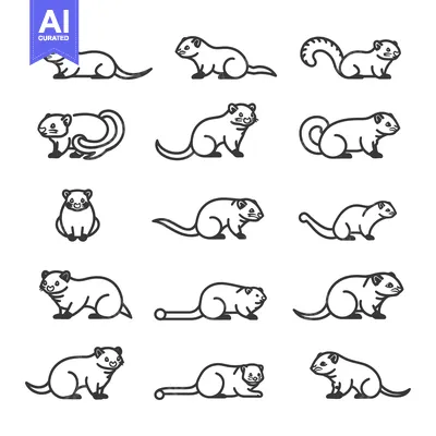 Popular premium asset: Line Art Illustrations of Ferrets in Various Poses