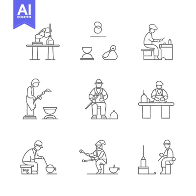 Popular premium asset: Line Art Illustrations of Glassblowing Techniques
