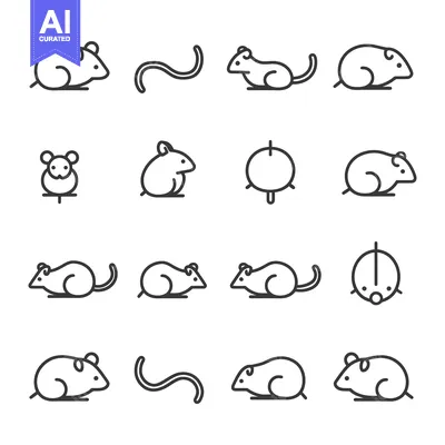 Aset premium populer: Line Art Illustrations of Mice and Their Tails