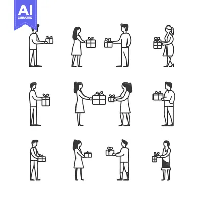 Popular premium asset: Line Art Illustrations of People Giving Gifts