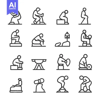 Line Art Illustrations of People in Various Poses