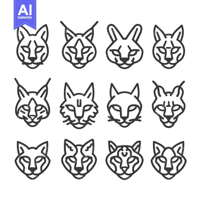 Aset premium populer: Line Art Illustrations of Various Cat Breeds