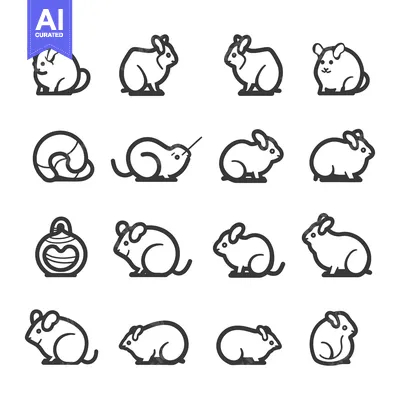 Premium design asset: Line Art Illustrations of Various Chinchilla Poses and Accessories