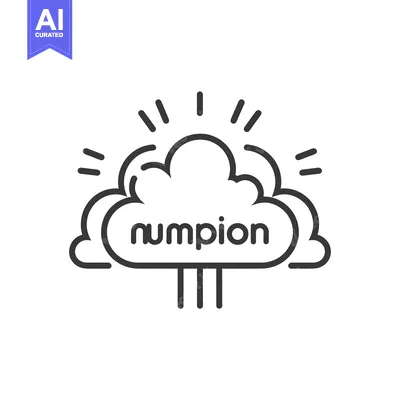Aset premium populer: Line art logo with a cloud and sunrays and the word "numpion"
