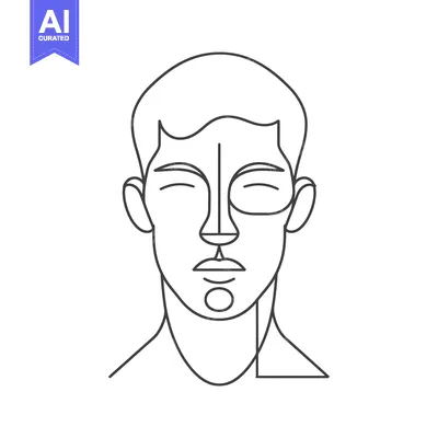 Popular premium asset: Line art portrait of a man with closed eyes