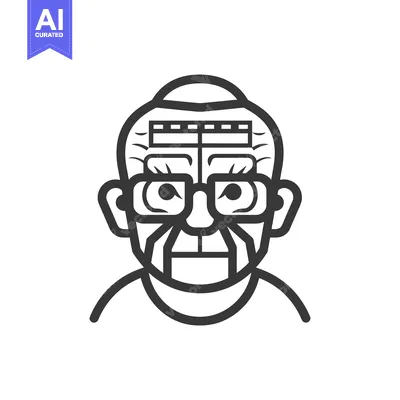 Aset premium populer: Line Art Portrait of an Elderly Man with Glasses