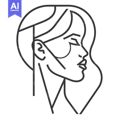 Aset premium populer: Line Art Portrait of a Woman's Profile with Long Hair