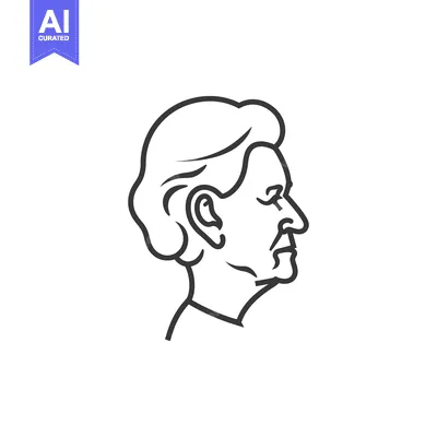 Aset desain premium: Line Art Profile of an Elderly Person's Face