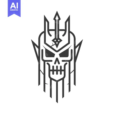Aset premium populer: Line Art Skull With Trident Crown And Elven Ears