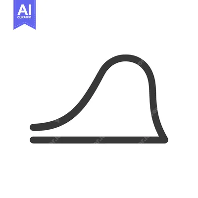 Bell Curve Outline: Statistical Distribution Graphic in Dark Gray on W