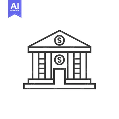 Premium design asset: Line drawing icon of a bank building with dollar signs