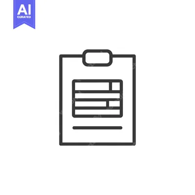 Aset premium populer: Line drawing icon of a clipboard with a checklist