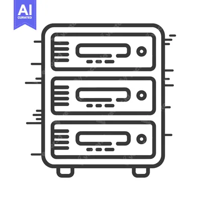 Aset desain premium: Line drawing icon of a data server with three compartments