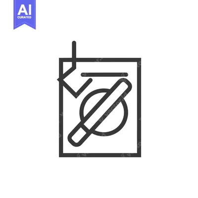 Aset desain premium: Line drawing icon of a document with a tag and a circle with a line th