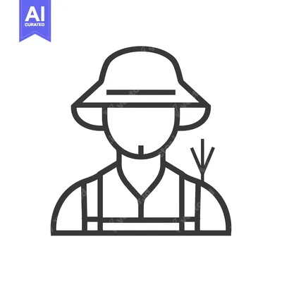 Popular premium asset: Line drawing icon of a farmer wearing a hat