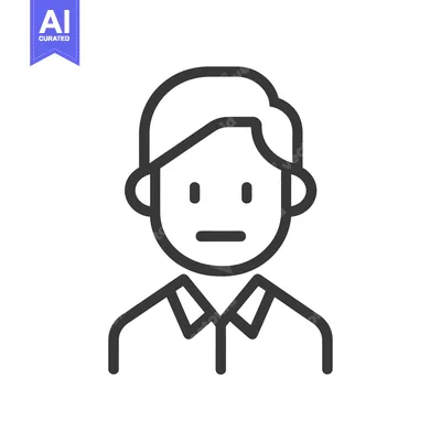 Aset desain premium: Line drawing icon of a man with a neutral expression