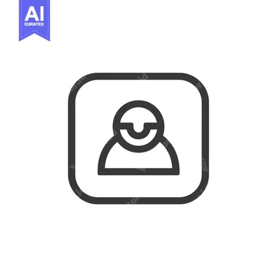 Aset premium populer: Line drawing icon of a person within a square