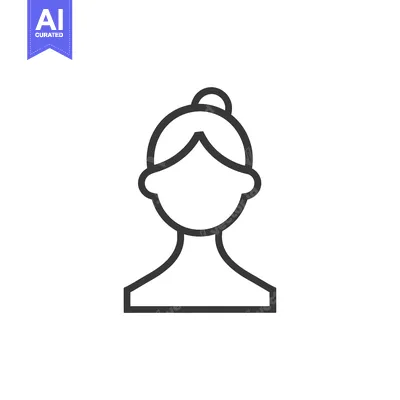 Premium design asset: Line drawing icon of a woman with her hair tied up