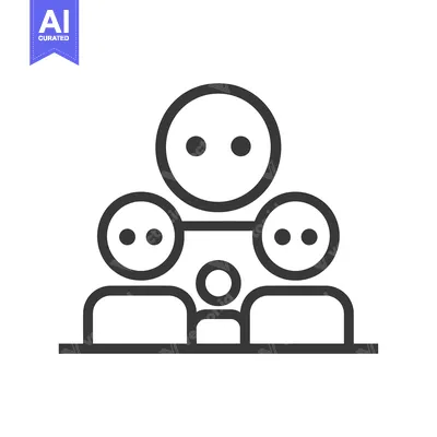 Line drawing icon of four people connected