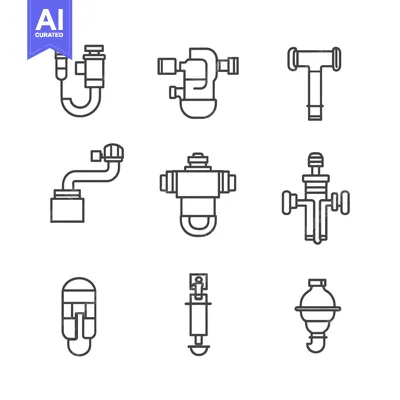 Popular premium asset: Line Drawing Icons of Different Types of Plumbing Fixtures