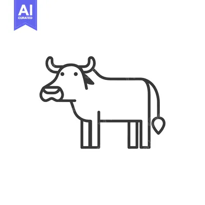 Aset premium populer: Line drawing illustration of a black bull