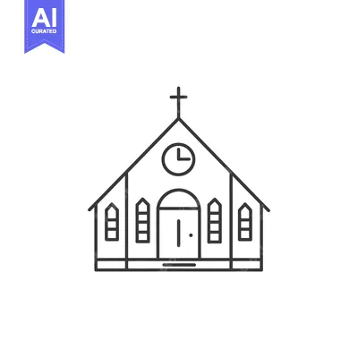 Aset premium populer: Line Drawing Illustration of a Church Building