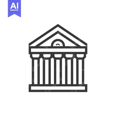 Premium design asset: Line drawing illustration of a classical building facade